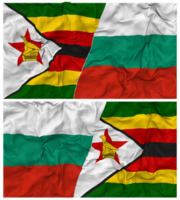 Bulgarie et Zimbabwe moitié combiné drapeau avec tissu bosse texture, bilatéral rapports, paix et conflit, 3d le rendu png