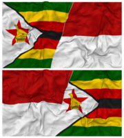 Mónaco y Zimbabue medio conjunto bandera con paño bache textura, bilateral relaciones, paz y conflicto, 3d representación png