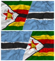 Botswana and Zimbabwe Half Combined Flag with Cloth Bump Texture, Bilateral Relations, Peace and Conflict, 3D Rendering png