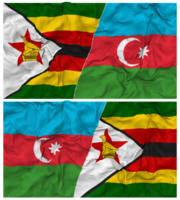 Azerbaijan and Zimbabwe Half Combined Flag with Cloth Bump Texture, Bilateral Relations, Peace and Conflict, 3D Rendering png