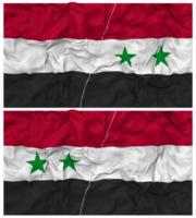 Syrie et Yémen moitié combiné drapeau avec tissu bosse texture, bilatéral rapports, paix et conflit, 3d le rendu png