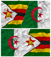 Algérie et Zimbabwe moitié combiné drapeau avec tissu bosse texture, bilatéral rapports, paix et conflit, 3d le rendu png