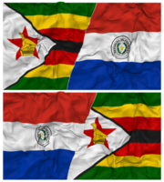 paraguay y Zimbabue medio conjunto bandera con paño bache textura, bilateral relaciones, paz y conflicto, 3d representación png