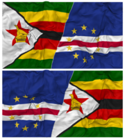 cape verde, cabo verde och zimbabwe halv kombinerad flagga med trasa stöta textur, bilateral relationer, fred och konflikt, 3d tolkning png