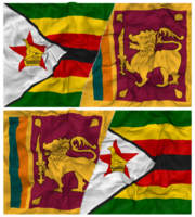 sri lanka e Zimbabwe metà combinato bandiera con stoffa urto struttura, bilaterale relazioni, pace e conflitto, 3d interpretazione png