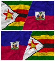 Haiti and Zimbabwe Half Combined Flag with Cloth Bump Texture, Bilateral Relations, Peace and Conflict, 3D Rendering png