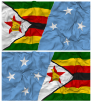 föderiert Zustände von Mikronesien und Zimbabwe Hälfte kombiniert Flagge mit Stoff stoßen Textur, bilateral Beziehungen, Frieden und Konflikt, 3d Rendern png