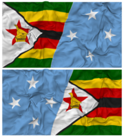 Federated States of Micronesia and Zimbabwe Half Combined Flag with Cloth Bump Texture, Bilateral Relations, Peace and Conflict, 3D Rendering png