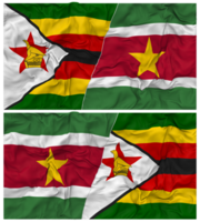 Suriname and Zimbabwe Half Combined Flag with Cloth Bump Texture, Bilateral Relations, Peace and Conflict, 3D Rendering png