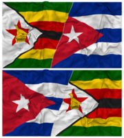 kuba och zimbabwe halv kombinerad flagga med trasa stöta textur, bilateral relationer, fred och konflikt, 3d tolkning png