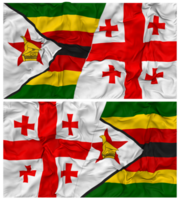 georgien och zimbabwe halv kombinerad flagga med trasa stöta textur, bilateral relationer, fred och konflikt, 3d tolkning png