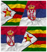 Serbia and Zimbabwe Half Combined Flag with Cloth Bump Texture, Bilateral Relations, Peace and Conflict, 3D Rendering png