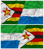 sierra leone et Zimbabwe moitié combiné drapeau avec tissu bosse texture, bilatéral rapports, paix et conflit, 3d le rendu png