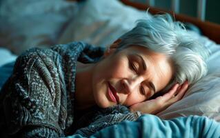 Relaxed middle-aged woman sleeping. photo