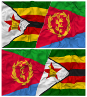 eritrea und Zimbabwe Hälfte kombiniert Flagge mit Stoff stoßen Textur, bilateral Beziehungen, Frieden und Konflikt, 3d Rendern png