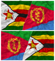 Eritrea and Zimbabwe Half Combined Flag with Cloth Bump Texture, Bilateral Relations, Peace and Conflict, 3D Rendering png