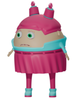 3D female personage blue pink clothes shock png