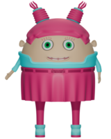 3D female personage blue pink clothes happy png