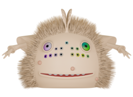 3D monster personage beige happy png