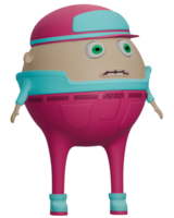 3d mannetje personage blauw roze kleren schok png