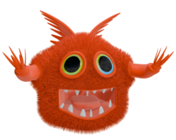 3d monstro personagem vermelho feliz png