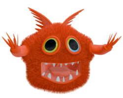 3d monstre personnage rouge content png