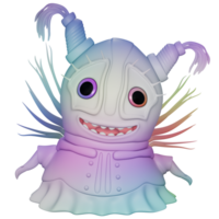 3d monstro personagem fêmea colorida feliz png