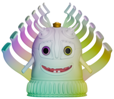 3d monstro personagem fêmea colorida feliz png