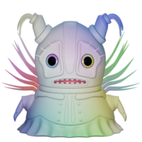 3D monster personage female sad colorful png