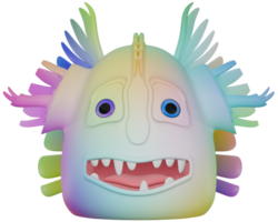 3d monster personage mannetje gelukkig kleurrijk png