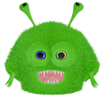 3d monstruo personaje verde conmoción png