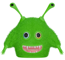 3d monstro personagem verde feliz png