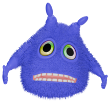 3d monstro personagem azul triste png