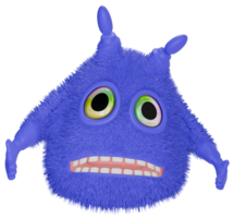 3d mostro personaggio blu triste png