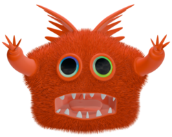 3d monstre personnage rouge choc png