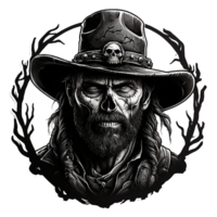 cowboy with a skull for a face png