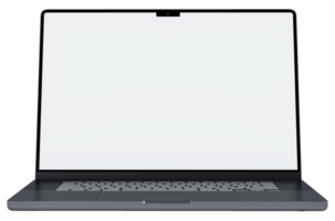 Realistic modern laptop mockup with blank screen. Device concept for for presentation branding identity global business or Showcase your apps, websites and other digital projects. 3D rendering png