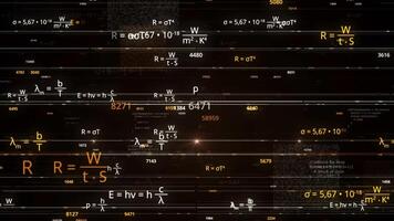 Animation of typing mathematics and physics formulas in abstract digital space. Animation. Concept of exact sciences and education, seamless loop. video