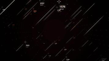 concetto di astronomia e astrofisica. animazione. stretto strisce e numeri su nero astratto sfondo con stelle, cosmico scienza. video