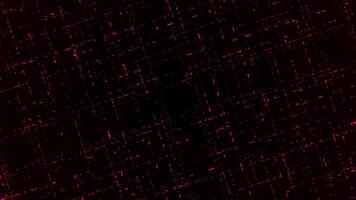 Abstract 3D grid with the shapes of moving squares, seamless loop. Animation. Concept of flowing red energy impulses on black background. video
