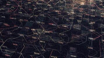 Data processing in circuit board abstract server. Animation. Technological background with big data showed by moving lines, seamless loop. video