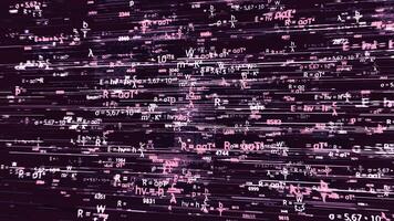 Kamera fliegend durch mathematisch Gleichungen und Formeln. Animation. Licht Ader Explosion in viele anders wissenschaftlich Formeln. video