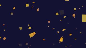 Background with animated confetti. Motion. Colored confetti animated moving at different speeds on dark background. Confetti changes color and speed video