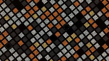 tecnológica fundo com paralelo linhas do laranja, amarelo, branco, e Preto quadrado em forma qr códigos. animação. muitos mesmo Tamanho qr códigos em Preto fundo, desatado laço. video