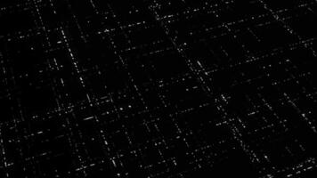 3d light grid on black background. Animation. Multi-level grid in cyberspace on dark background. Glowing grid in 3d computer space video