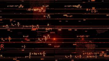 Flying through different mathematical formulas, concept of science and knowledge. Animation. Colorful scientific background showing formulas and symbols, seamless loop. video