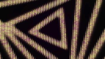 Luminous triangular pattern. Animation. Background of electronic diode pattern of moving triangular spiral. Slowly twisting triangular spiral on black background video