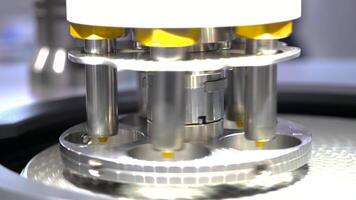roterande maskin med stål rör. hdr. stål maskin roterar med brådskande rör. industriell läsplatta brådskande maskin video