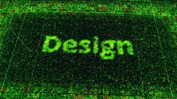 Technological background with a pixelated circuit board and spreading impulses. Animation. Particles forming a word design, concept of web site developing. video