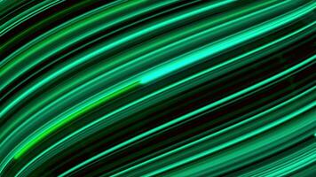 Abstract waving neon lines of green color on black background, seamless loop. Animation. Beautiful curved gradient stripes moving from top to bottom. video